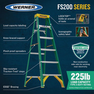 Werner 6 Ft. Fiberglass Step Ladder with 225 Lb. Load Capacity Type II Ladder Rating
