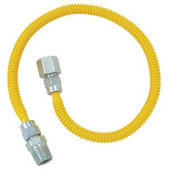 Dormont 3_8 In. OD x 24 In. Coated Stainless Steel Gas Connector  1_2 In. FIP x 1_2 In. MIP (Tapped 3_8 In. FIP)