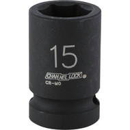 Channellock 1_2 In. Drive 15 mm 6-Point Shallow Metric Impact Socket