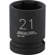 Channellock 1_2 In. Drive 21 mm 6-Point Shallow Metric Impact Socket