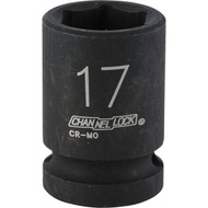 Channellock 1_2 In. Drive 17 mm 6-Point Shallow Metric Impact Socket