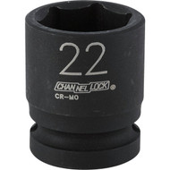 Channellock 1_2 In. Drive 22 mm 6-Point Shallow Metric Impact Socket