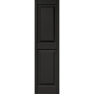 Builders Edge 15 in. x 55 in. Black Panel Shutter  (2-Pack)
