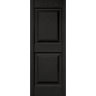 Builders Edge 15 in. x 39 in. Black Panel Shutter  (2-Pack)