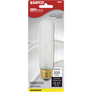 Satco 25W Frost Medium Base T10 Incandescent Tubular Appliance Light Bulb