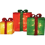 Candy Cane Lane 12 In._10 In._8 In. Incandescent 3D Tinsel Presents Holiday Yard Art
