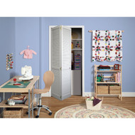 Jeld Wen 30 In. W. x 80 In. H. Pine Louver_Louver Primed White Bifold Door