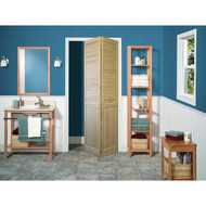 Jeld Wen 30 In. W. x 80 In. H. Pine Louver_Panel Natural Color Bifold Door