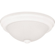 Home Impressions 13 In. White Incandescent Flush Mount Ceiling Light Fixture with Frosted Swirl Glass