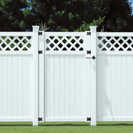 Outdoor Essentials 41-1_2 In. W. x 6 Ft. H. Lattice-Top White Vinyl Privacy Gate