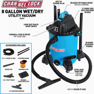 Channellock 8 Gal. 4.0-Peak HP Wet_Dry Vacuum