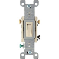 Leviton Quiet Grounded Toggle Light Almond 15A 3-Way Switch