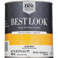 Best Look Latex Premium Paint & Primer In One Eggshell Interior Wall Paint  Ultra White  1 Qt.