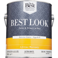 Best Look Latex Premium Paint & Primer In One Eggshell Interior Wall Paint  Ultra White  1 Gal.