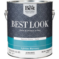 Best Look Latex Premium Paint & Primer In One Satin Interior Wall Paint  Ultra White  1 Gal.