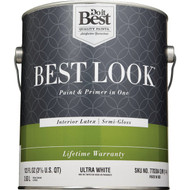 Best Look Latex Premium Paint & Primer In One Semi-Gloss Interior Wall Paint  Ultra White  1 Gal.