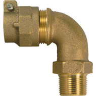Anderson Metals 1 In. 90 Deg. Brass Elbow  MIP Polyethylene Pipe Connector (1_4 Bend)