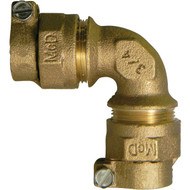Anderson Metals 1 In. 90 Deg. Brass Elbow  CTS Polyethylene Pipe Connector (1_4 Bend)