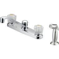 Home Impressions 2-Handle Double Acrylic Knob Kitchen Faucet with Side Spray  Chrome