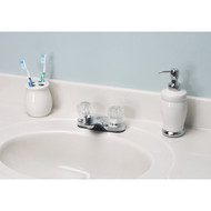 Home Impressions  2-Handle Knob 4 In. Centerset Non-Metallic Bathroom Faucet with Pop-Up  Chrome