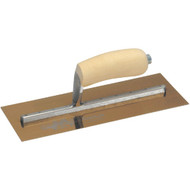 Marshalltown 4-1_2 In. x 11 In. Golden Stainless Steel Finishing Trowel with Curved Wood Handle