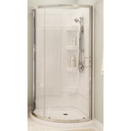Maax Cyrene 34 In. L x 34 In. D x 76-1_8 In. H. Center Drain Corner Shower Kit in White with Frameless Sliding Door in Chrome