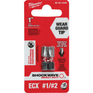 Milwaukee SHOCKWAVE #2 ECX 1 In. Insert Impact Screwdriver Bit (2-Pack)