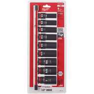 Milwaukee SHOCKWAVE Standard 1_2 In. Drive 6-Point Deep Impact Driver Set (9-Piece)