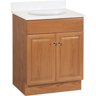 Continental Cabinets Richmond Oak 24-1_2 In. W x 35-1_4 In. H x 18-1_2 In. D Vanity with White Cultured Marble Top