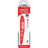 Diablo Steel Demon Bi-Metal 6 In. 8_10 TPI Metal Demolition Reciprocating Saw Blade (25-Pack)