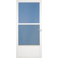 Larson Classic 36 In. W x 81 In. H x 1-1_4 In. Thick White Self-Storing Aluminum Storm Door with Matching Lever Handle