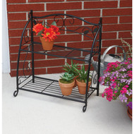Best Garden Black Powder-Coat Steel 24 In. H. 2-Shelf Indoor_Outdoor Plant Stand