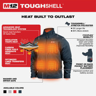 Milwaukee M12 TOUGHSHELL Men's Gray Cordless Heated Jacket Kit  2XL