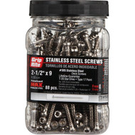 Grip-Rite PrimeGuard Max #9 x 2-1_2 In. Stainless Steel Star Deck Screw (88 Ct. Jar)