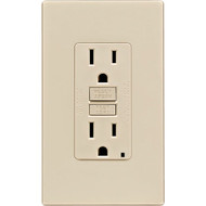 Leviton SmartlockPro Self-Test 15A Light Almond Residential Grade 5-15R GFCI Outlet with Screwless Wall Plate