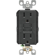 Leviton SmartlockPro Self-Test 15A Black Residential Grade Rounded Corner 5-15R GFCI Outlet