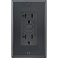 Leviton SmartlockPro Self-Test 20A Black Commercial Grade 5-20R GFCI Outlet with Wall Plate