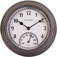 Acurite 8.5 In. Dark Silver Gray Wall Clock_Thermometer