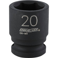 Channellock 1_2 In. Drive 20 mm 6-Point Shallow Metric Impact Socket