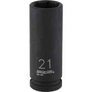 Channellock 1_2 In. Drive 21 mm 6-Point Deep Metric Impact Socket