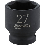 Channellock 1_2 In. Drive 27 mm 6-Point Shallow Metric Impact Socket