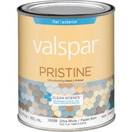 Valspar Pristine 100% Acrylic Paint & Primer Flat Exterior House Paint  Ultra White_Pastel Base  1 Qt.