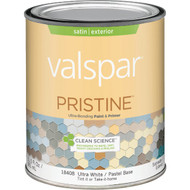 Valspar Pristine 100% Acrylic Paint & Primer Satin Exterior House Paint  Ultra White_Pastel Base  1 Qt.