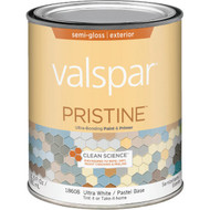 Valspar Pristine 100% Acrylic Paint & Primer Semi-Gloss Exterior House Paint  Ultra White_Pastel Base  1 Qt.