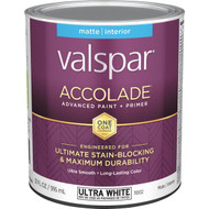 Valspar Accolade Super Premium 100% Acrylic Paint & Primer Matte Interior Wall Paint  Ultra White Base  1 Qt.