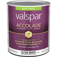 Valspar Accolade Super Premium 100% Acrylic Paint & Primer Satin Interior Wall Paint  Ultra White Base  1 Qt.