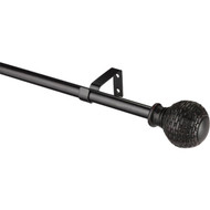Kenney Woven Ball 28 In. To 48 In. 5_8 In. Single Brown Curtain Rod