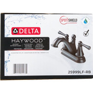 Delta Haywood Oil Rubbed Bronze 2-Handle Lever 4 In. Centerset Bathroom Faucet with Pop-Up