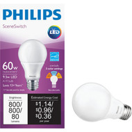 Philips SceneSwitch 60W Equivalent Daylight_Soft White_Warm Glow A19 Medium LED Light Bulb
