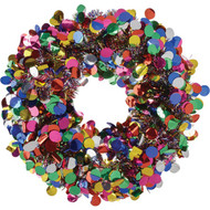 Youngcraft 17 In. Silver w_Rainbow Dots Tinsel Wreath